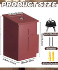 Built Tough Wooden Donation Box Keeps Church Offerings And Prayer Notes Totally Secure With Dual Keys And Smooth Hinged Lid Featuring Dark Mahogany Finish And Easy Mounting On Counters Or Walls dimensions and locking mechanism shown.