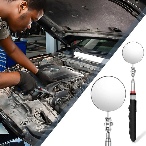 Six Piece Telescoping Inspection Mirrors Set With 360 Degree Rotation, Flexible Circular Mirrors, Extended Handle To 29 Inches