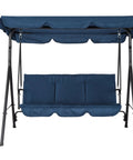 Three Seat Outdoor Swing Chair With Adjustable Canopy Stable Metal Frame Heavy Duty Stand Perfect Backyard Patio And Lawn Seating For Adults Blue