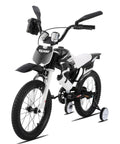 Motocross Style 16 Inch Kids Bike for Boys and Girls Ages 4 Through 7 with Training Wheels Number Plate Water Bottle and Fenders