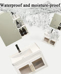 Slick Wall Mounted Bathroom Sink Combo, ceramic basin with white corner vanity, swing mirror cabinet, 60x44x50cm.