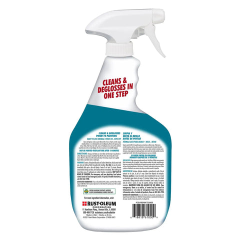Back view of No Rinse Prepaint Cleaner And TSP Substitute Spray For Surfaces 32 oz bottle, showing cleaning instructions and label details.