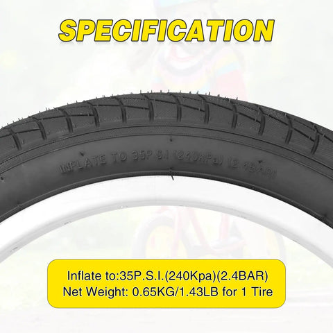 18 Inch Kid Bike Tire 2 Pack 18 X 2.125 54-355 For 18 Inch Kids Bicycles BMX MTB Black Smooth Tread tire with specifications