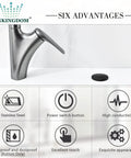 Garbage Disposal SinkTop Air Switch Kit With Matte Black Button and Stainless Steel Button showcasing six features