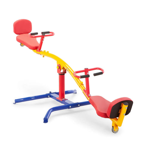 Spinning Teeter Totter Playground Set For Kids 360 Degree Rotation Teeter Totter With Impact Absorbing Seats Urethane Wheels