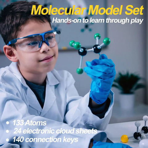 Child using Ultimate 297 Piece Chemistry Molecule Model Kit For Inorganic And Organic Structures, 3D Atom Models Kit