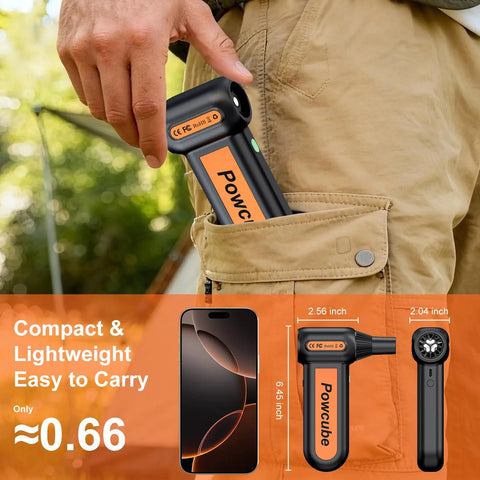 2 In 1 Go Anywhere Cordless Air Duster And Mini Vacuum With 180000RPM Turbo Motor fits in pocket, easy to carry.