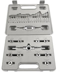 Open case displaying DIY Tap And Die Kit For Knife And Gun Making, UNF Standard And Metric, 33 Piece Micro Thread Set.