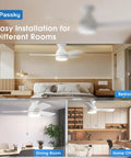 Low Profile 42 Inch Ceiling Fan With Lights Remote Control And Pull Chain Flush Mount in bedroom, dining room, home office