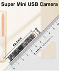 Dope 16MP USB Camera With Autofocus And Built In Microphone shown next to a ruler, highlighting its compact size and design.