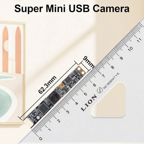 Dope 16MP USB Camera With Autofocus And Built In Microphone shown next to a ruler, highlighting its compact size and design.