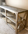 Legit Rusted Aging Wood Stain Delivers Hella Authentic Weathered Brown And Gray Patina For Floors Cabinets Millwork Doors And Furniture With Voc Free Low Odor applied on a rustic wood shelving unit.