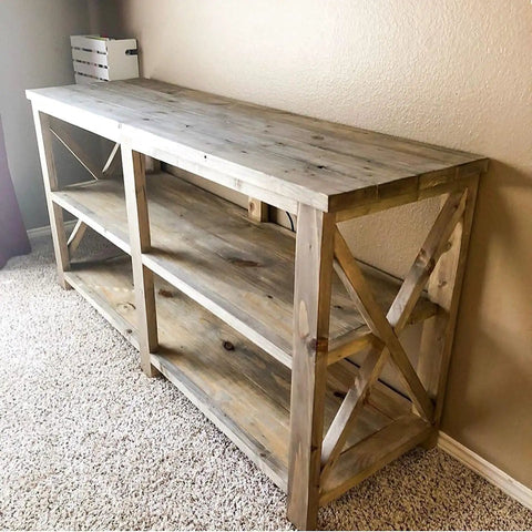 Legit Rusted Aging Wood Stain Delivers Hella Authentic Weathered Brown And Gray Patina For Floors Cabinets Millwork Doors And Furniture With Voc Free Low Odor applied on a rustic wood shelving unit.