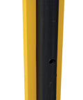 Badass 8 Inch Rack Guard Coupled With 36 Inch C Channel Bump Stops designed for flatbed tow trucks, featuring yellow steel and black rubber.