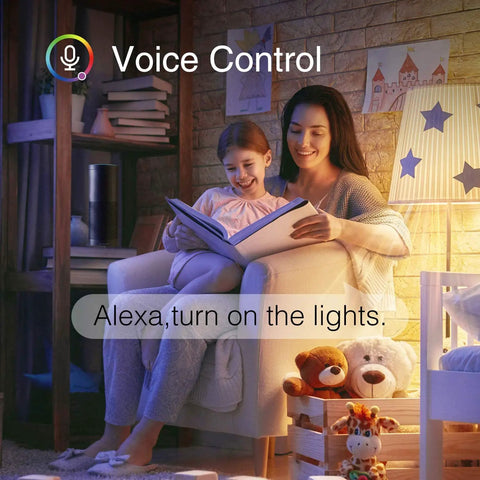 Mother and daughter using Smart RGB Tunable White A19 WiFi LED Bulb 2700K-6500K Dimmable Color Changing Lighting For Alexa And Google Assistant