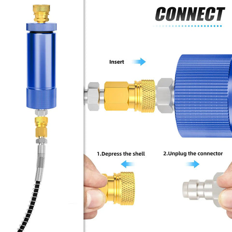 Dope Heavy Duty Water Oil Separator For High Pressure Air Compressors With 30MPa Capacity and connectors shown in use.