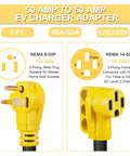 NEMA 6-50P to 14-50R EV Charger Adapter Cord For Tesla And Other EVs 50 Amp 240V Level 2 Charging plugs illustration