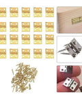 Rotating Concealed Cabinet Hinges, 20 Pack Tiny Metal Door Hardware For Cabinets And Furniture, shown with included nails