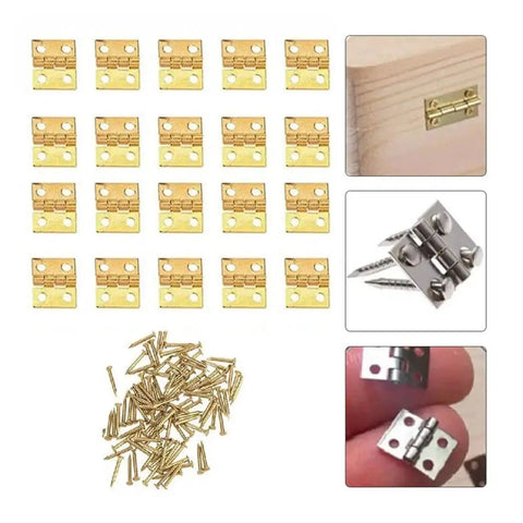 Rotating Concealed Cabinet Hinges, 20 Pack Tiny Metal Door Hardware For Cabinets And Furniture, shown with included nails