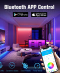 RGB LED strip lights, 130ft, for indoor rooms, with Bluetooth app control and remote