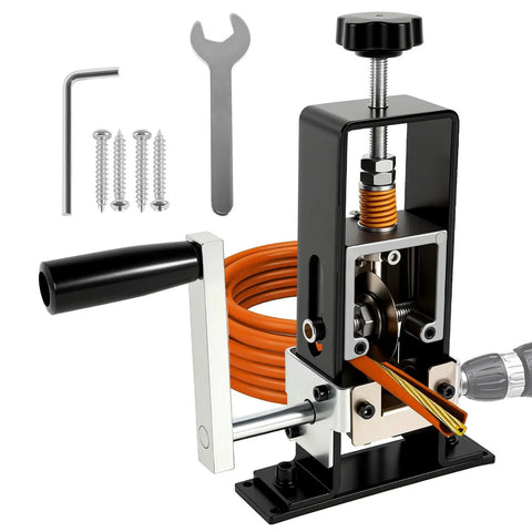 Professional Grade Hella Fast Drill Powered Wire Stripper For Scrap Copper Heavy Duty Adjustable Cable Peeler, showcasing cutting mechanism.