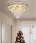 Crystal Chandelier LED Ceiling Light 19.6 Inch Flush Mount for Living Room Bedroom Kitchen Dining Room Modern Sparkle Fixture