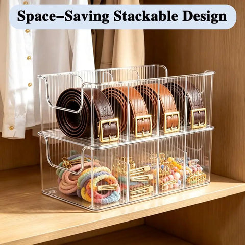 Hella Convenient Belt Organizer 2 Pack With Smart Drawer Compartments For Closet Storage keeps ties, belts, and scrunchies tidy.