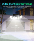Solar Outdoor Flood Lights With Motion Sensor And Dusk To Dawn Waterproof 300 LED Spotlights illuminating house exterior