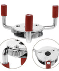 Heavy Duty Smoke Transducer Removal Tool With Detachable Head Gripper top view showcasing durable metal and red grip for easy sensor swapping.