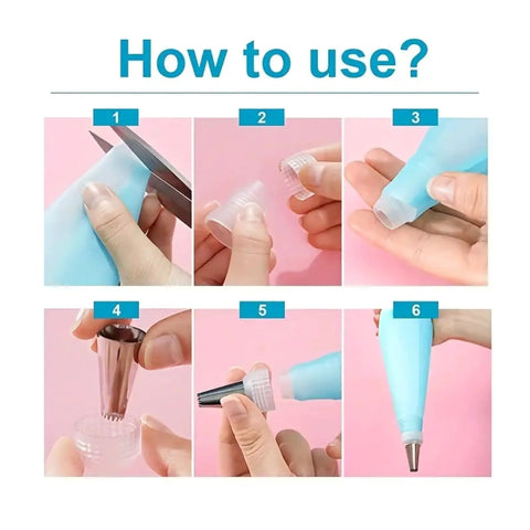 Step-by-step guide on using All In One Cake Decorating Kit 38 Piece Set With 32 Piping Tips Quick Change Couplers Reusable Silicone Bags And Nails