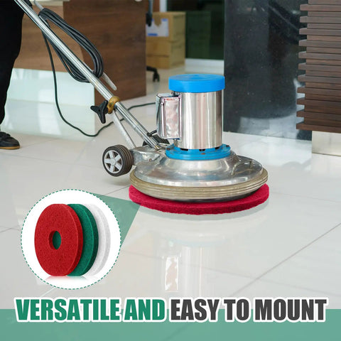 Three Pack 20 Inch Cleaning Orbiter Pads For Commercial Floor Buffing Scrubbing Polishing And Stripping On Hardwood Surfaces Red Green White Set For Orbiter Machine used on floor buffer