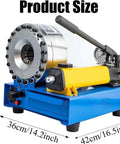 Top Tier Manual Hydraulic Hose Crimping Machine With Seven Quick Change Dies And Magnetic Jaw, 42 cm long, steel build.