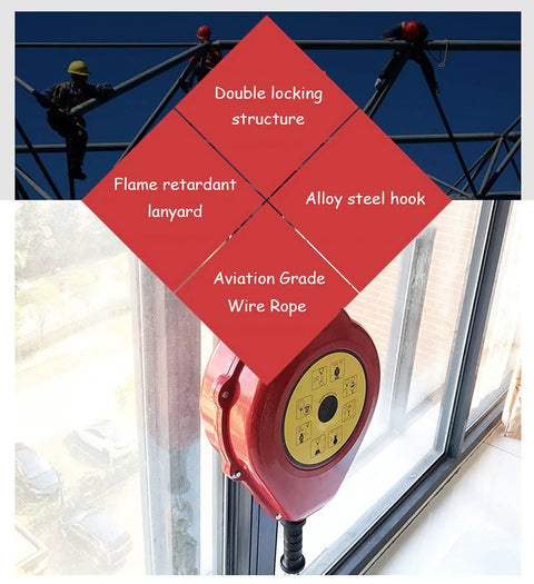 Built Like A Tank Cable Self Retracting Lifeline With Silent Fall Protection Retractable Lanyard Featuring Aviation Steel Wire Rope For Portable Fall Arrest Safety On Tripods And Climbing Sites With Three Hundred Kilogram Load Capacity And Rock Solid
