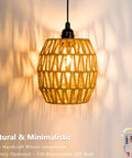 2 Pack Battery Operated Handwoven Natural Rattan Chandeliers Egg Shaped Boho Pendant Lights with warm light in close-up view.