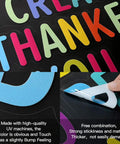 Close-up of Colorful Inspirational Quote Wall Decal Set For Classroom And Nursery showing peeling sticker and textured letters.