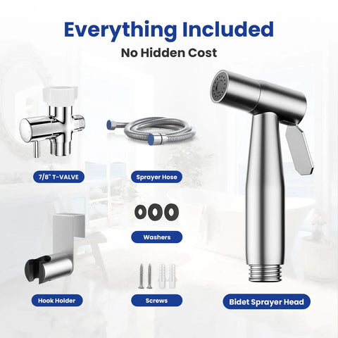 Handheld Toilet Bidet Sprayer With Leak Free Design, Boss Jet Sprayer, Muslim Shower, Adjustable Diaper Sprayer, Stainless Hose