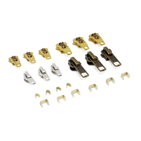 Zipper Repair Kit With 22 Assorted Sliders And Stops For Jeans Jackets And Coats Replace Broken Zippers Easy With Top And Bottom Stops