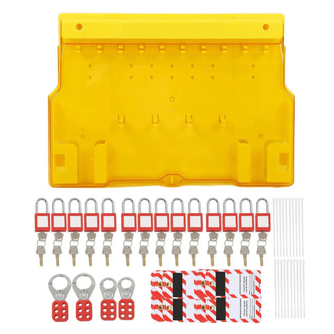 Lockout Tagout Kit With Visual Management And Durable Padlocks For Factory Safety Supplies displayed with accessories