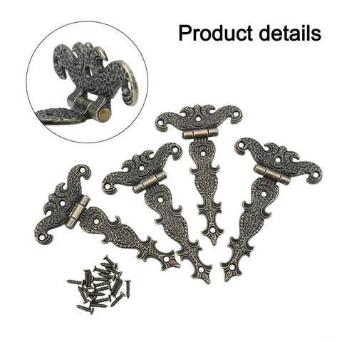 Antique Zinc Alloy T Hinges For Wooden Boxes And Cabinets Bronze Finish 69x113 mm 4 Pieces With 20 Screws Rustic Vintage Cabinet Hardware