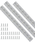12 Inch Stainless Steel Piano Hinge 3 Pack Continuous Hinges With Holes Heavy Duty Polished and screws visible