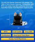 725-06153A starter solenoid relay, zinc-plated 12V, front view with mounting bracket and two terminal studs