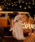 Solar String Lights Outdoor IP65 Waterproof 9.3 Feet With 20 Crystal Globe Bulbs Warm White illuminating a cozy romantic scene.