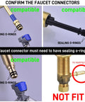 Comparison of faucet connectors with O-rings for 12 Inch Quick Connect Faucet Water Supply Lines for Widespread Bathroom Sinks.