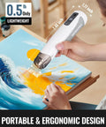 Dope Little Mini Cordless Heat Gun For DIY Crafts And Embossing used on a painting, ergonomic design, 7.48 inch length, 0.5 lb weight