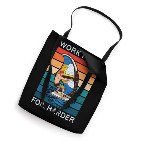 Work Hard Foil Harder Dope Wing Foil Bag For Wing Surfing And Wingboarding Fans 16 By 16 Inch Tote with surfing graphic