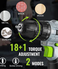 Cordless Drill Driver Kit For Home Projects 12V Lightweight 1.8 Lb With Three Eighths Inch Keyless Chuck with torque settings