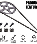 Beefed Up Heavy Duty 25H 136 Links Chain With 68 Tooth Rear Sprocket For 49Cc Pocket Bike showing screws and extra links