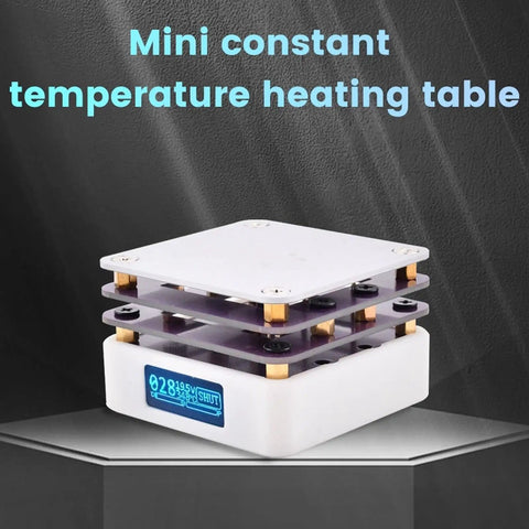 65W 20V SMD Preheating Soldering Station with OLED Display, compact hot plate for PCB rework, visible front view with controls