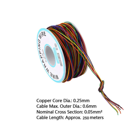 250M 8 Wire Colorful Electrical Wire Insulation Wrapped Copper Test Cable 30 AWG Flexible Jumpers spool