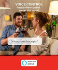 Couple using Smart Light Bulbs With S1 Auto Pairing For Alexa Compatible Warm White Lighting 2700K E26 60W Equivalent, enjoying date night